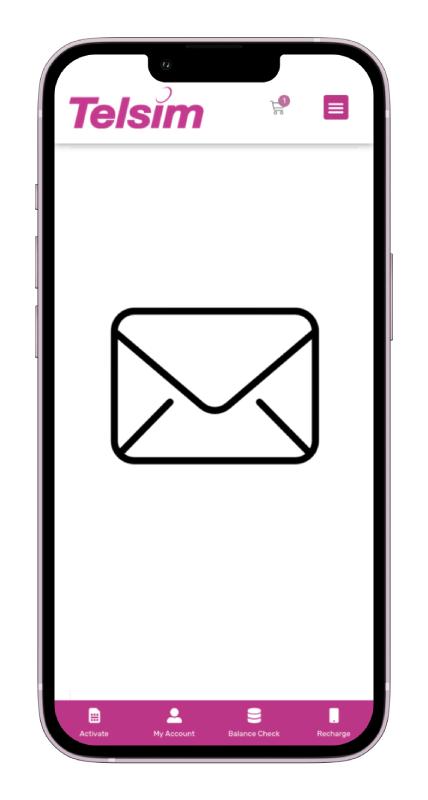Email for Telsim eSIM Australia A view of an Email icon for Telsim's eSIM Australia on a mobile screen