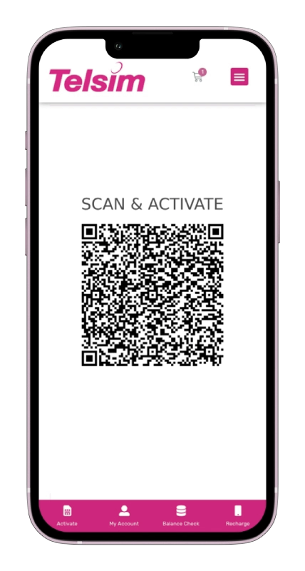 Telsim eSIM Australia QR Code A view of a QR code for Telsim's eSIM Australia on a mobile screen